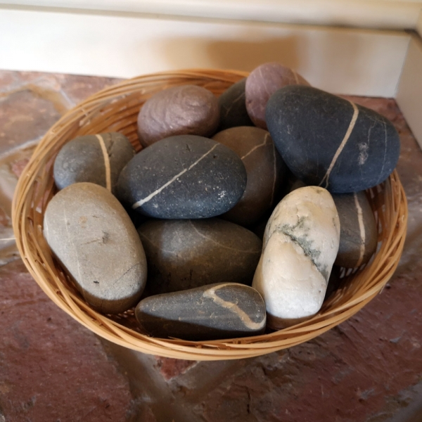 Stones in basket